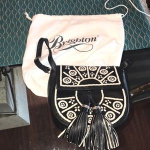 NWOT Brighton black & white pebbled leather bag